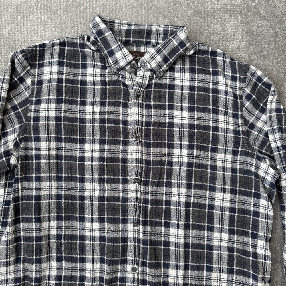 Black Brown 1826 Shirt Mens XL Blue Gray White Plaid Flannel Button Up Casual - Picture 2 of 7